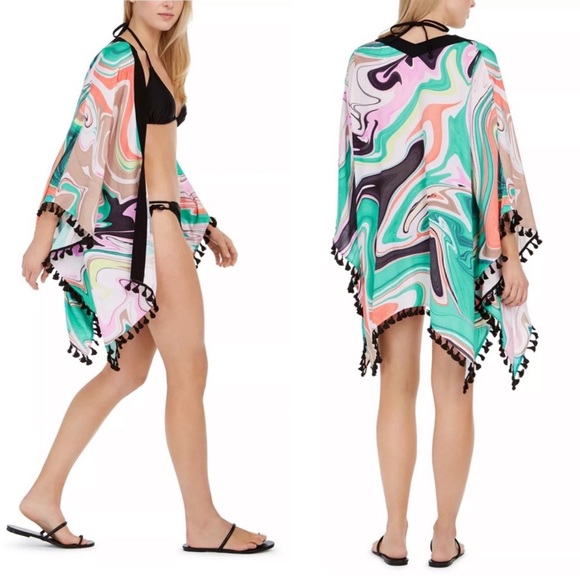 Trina Turk Other - ☀️Trina Turk Swim & Spa Nazare Coverup Kimono w/ Fringe Women’s One-Size Swirl